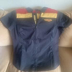 Harley-Davidson Women's Black, Red, and Yellow Blouse